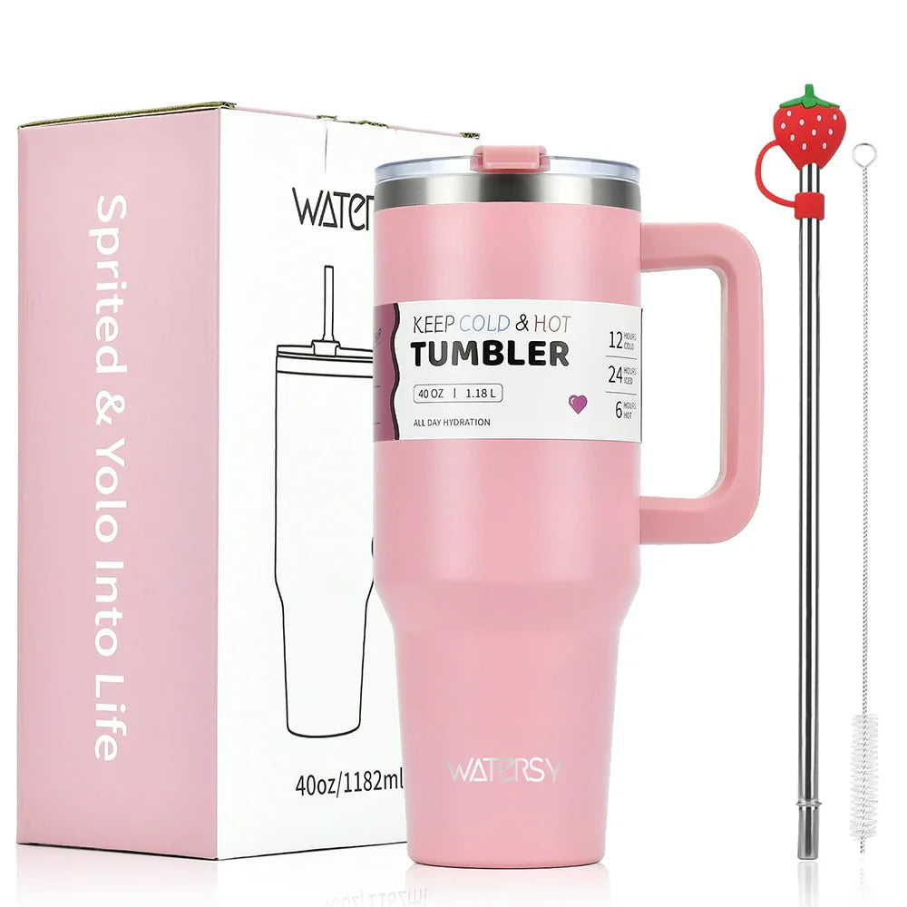 30oz / 40oz Stainless Steel Tumbler – Large Thermal Cup with Straw | Leak-Proof Vacuum Flask