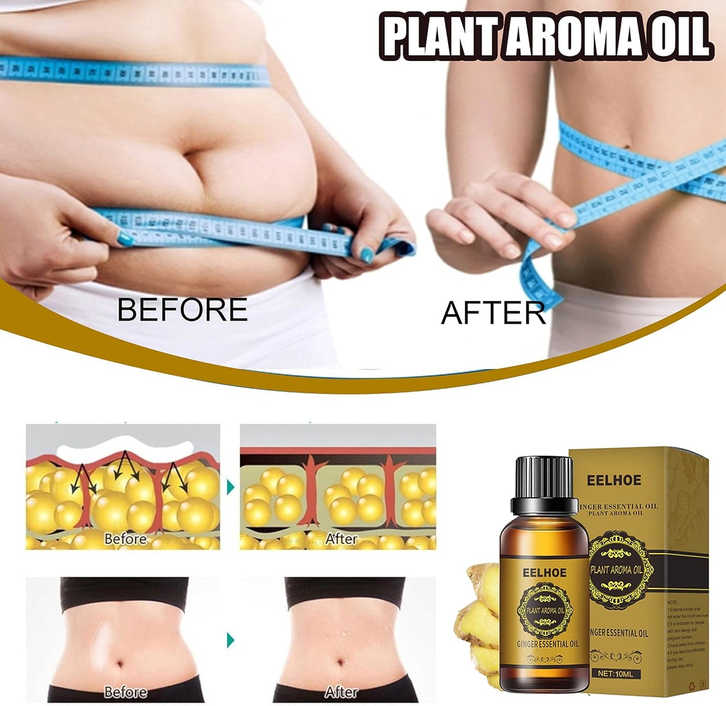 Belly Drainage Ginger Oil, Lymphatic Drainage Ginger Oil, Ginger Essential Oil for Swelling and Pain Relief Lose Weight