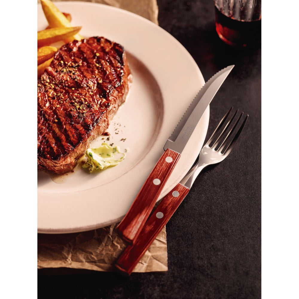 Tramontina Since 1911 Made In Brazil Tramontina 12-Piece Barbecue Flatware With Stainless-Steel Blades And Treated Red Polywood Handles