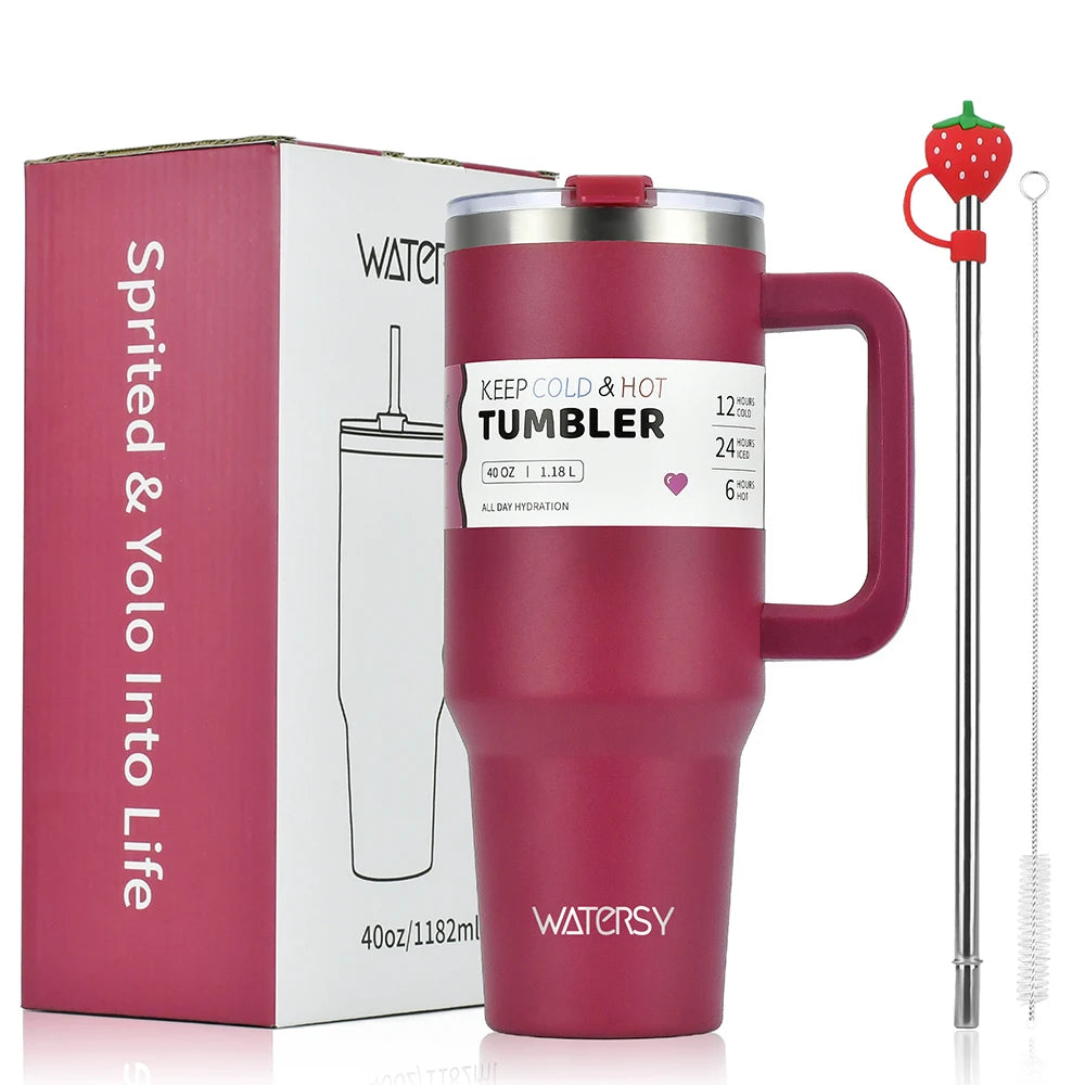 30oz / 40oz Stainless Steel Tumbler – Large Thermal Cup with Straw | Leak-Proof Vacuum Flask